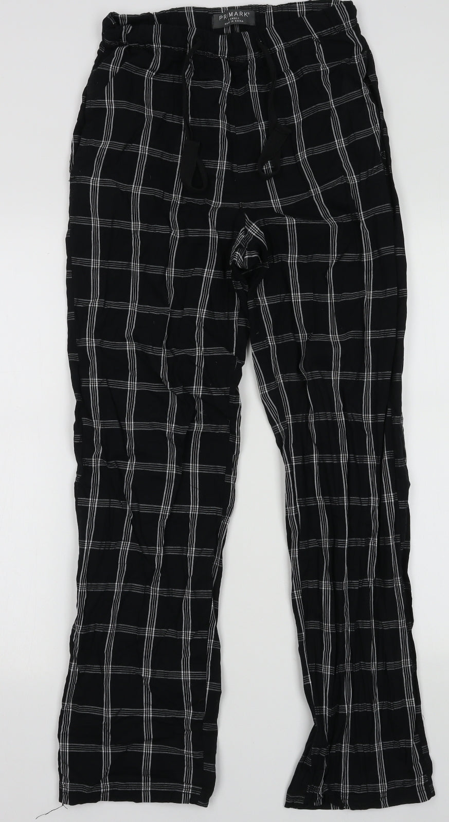 Primark Mens Black Check Cotton  Pyjama Pants Size XS  Tie