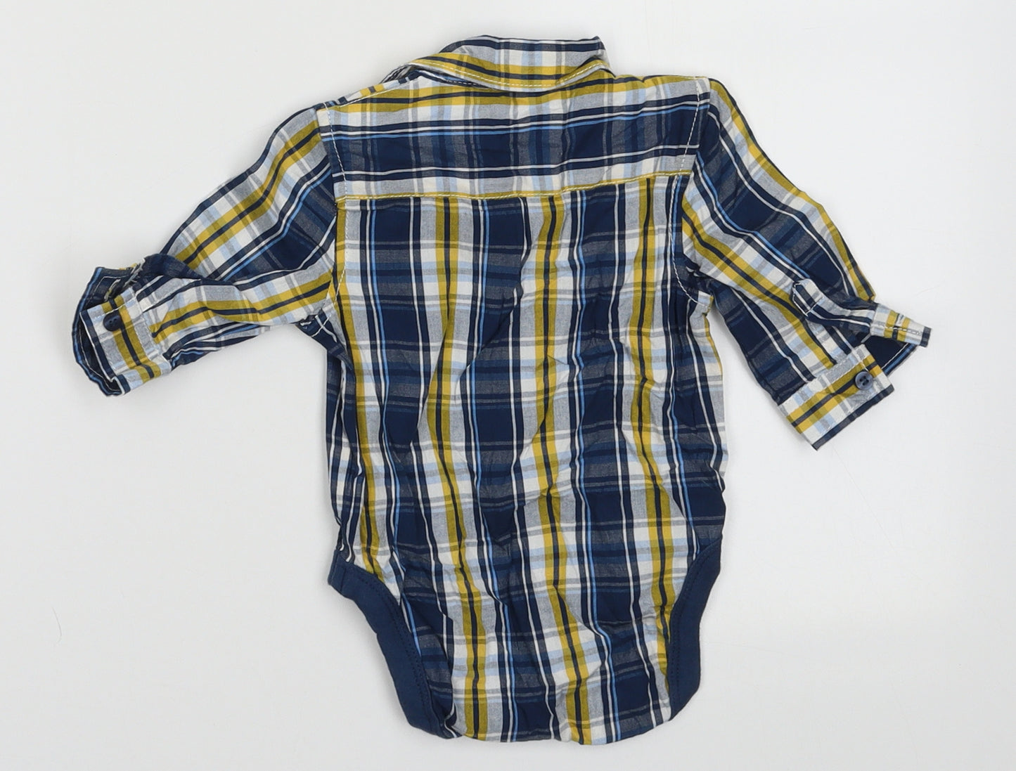 Mothercare Boys Black Check Cotton Basic Polo Size 0-3 Months Collared Button