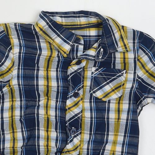 Mothercare Boys Black Check Cotton Basic Polo Size 0-3 Months Collared Button