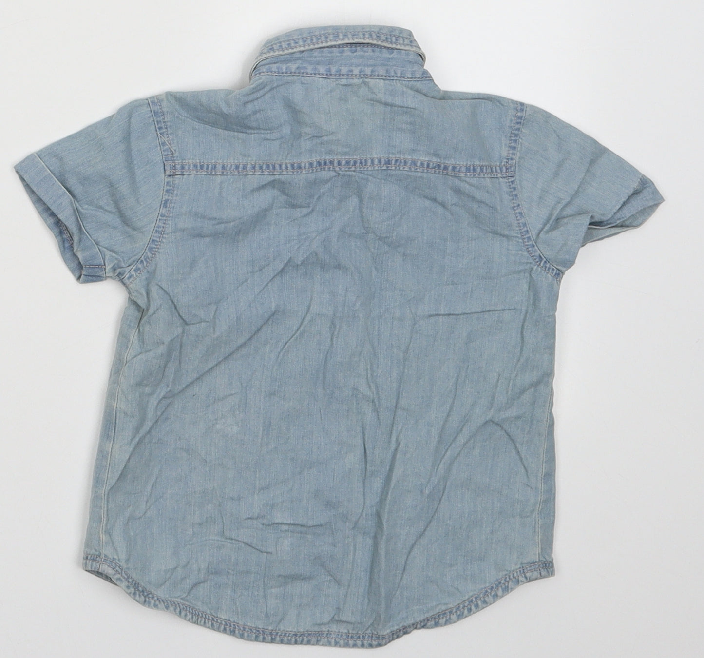 George Boys Blue  Cotton Basic Button-Up Size 12-18 Months Collared Button
