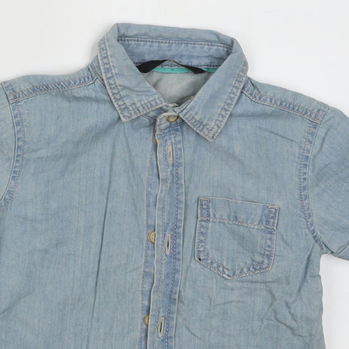 George Boys Blue  Cotton Basic Button-Up Size 12-18 Months Collared Button