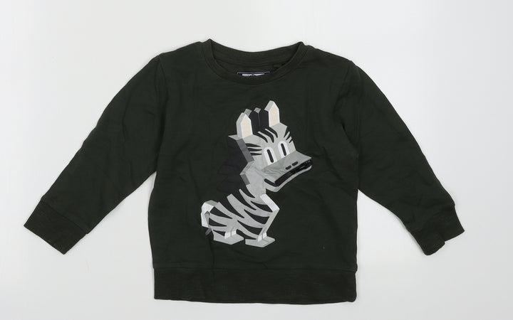 NEXT Boys Green Cotton Pullover Sweatshirt Size 2 Years Pullover - Zebra