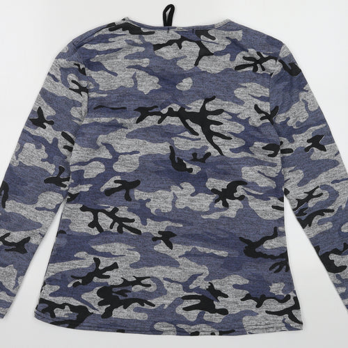 Blossom Womens Blue Camouflage Polyester Pullover Sweatshirt Size M  Pullover