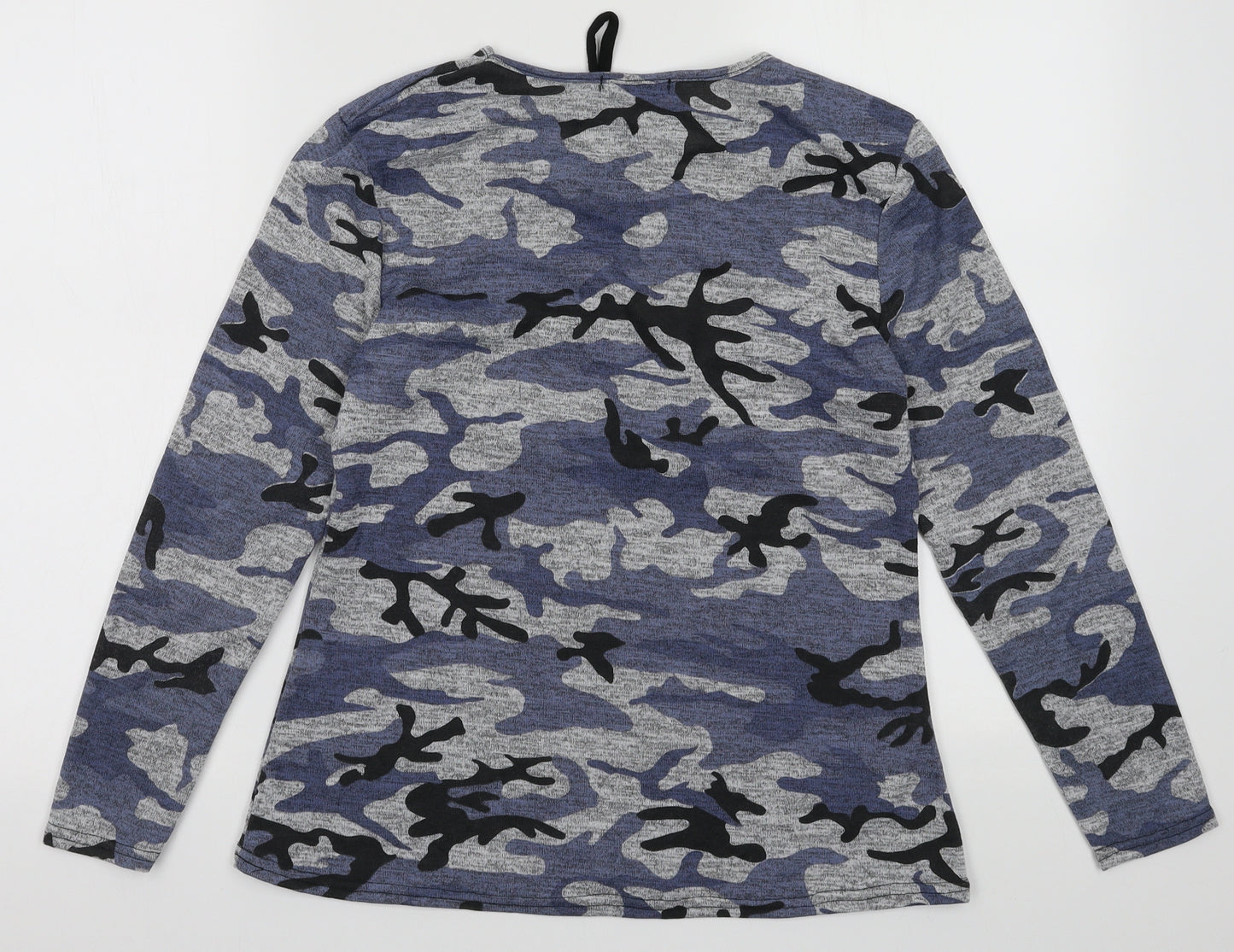 Blossom Womens Blue Camouflage Polyester Pullover Sweatshirt Size M  Pullover