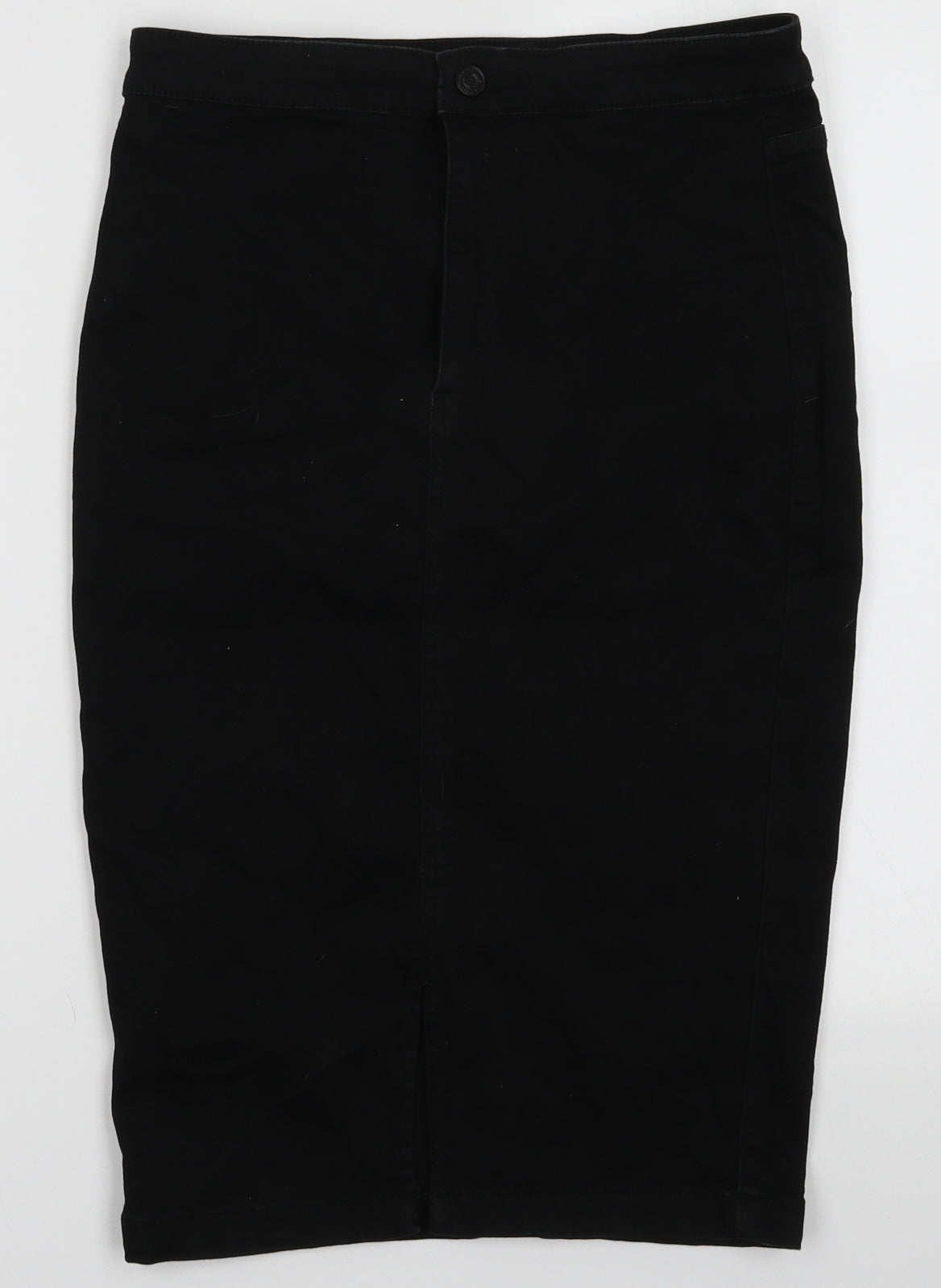 Missguided Womens Black  Cotton A-Line Skirt Size 12   Button