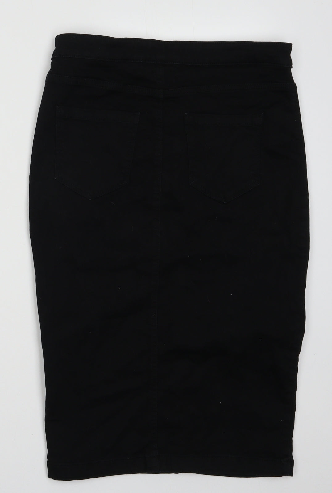 Missguided Womens Black  Cotton A-Line Skirt Size 12   Button