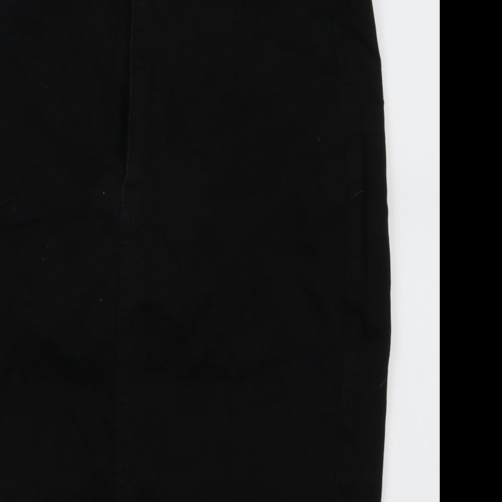 Missguided Womens Black  Cotton A-Line Skirt Size 12   Button