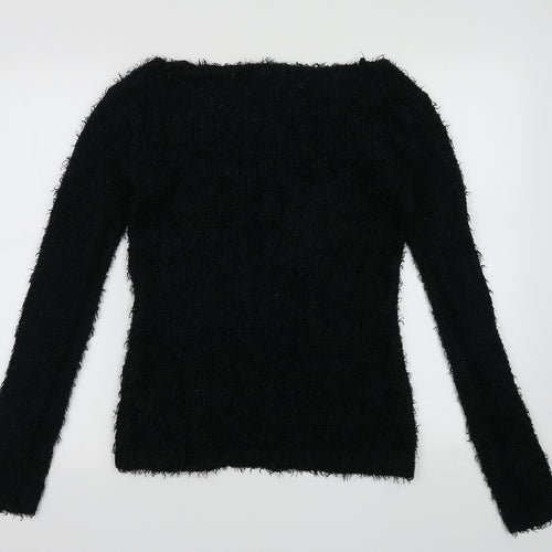 Brave Soul Womens Black Scoop Neck  Polyester Pullover Jumper Size M