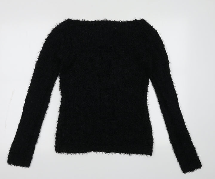 Brave Soul Womens Black Scoop Neck Polyester Pullover Jumper Size M