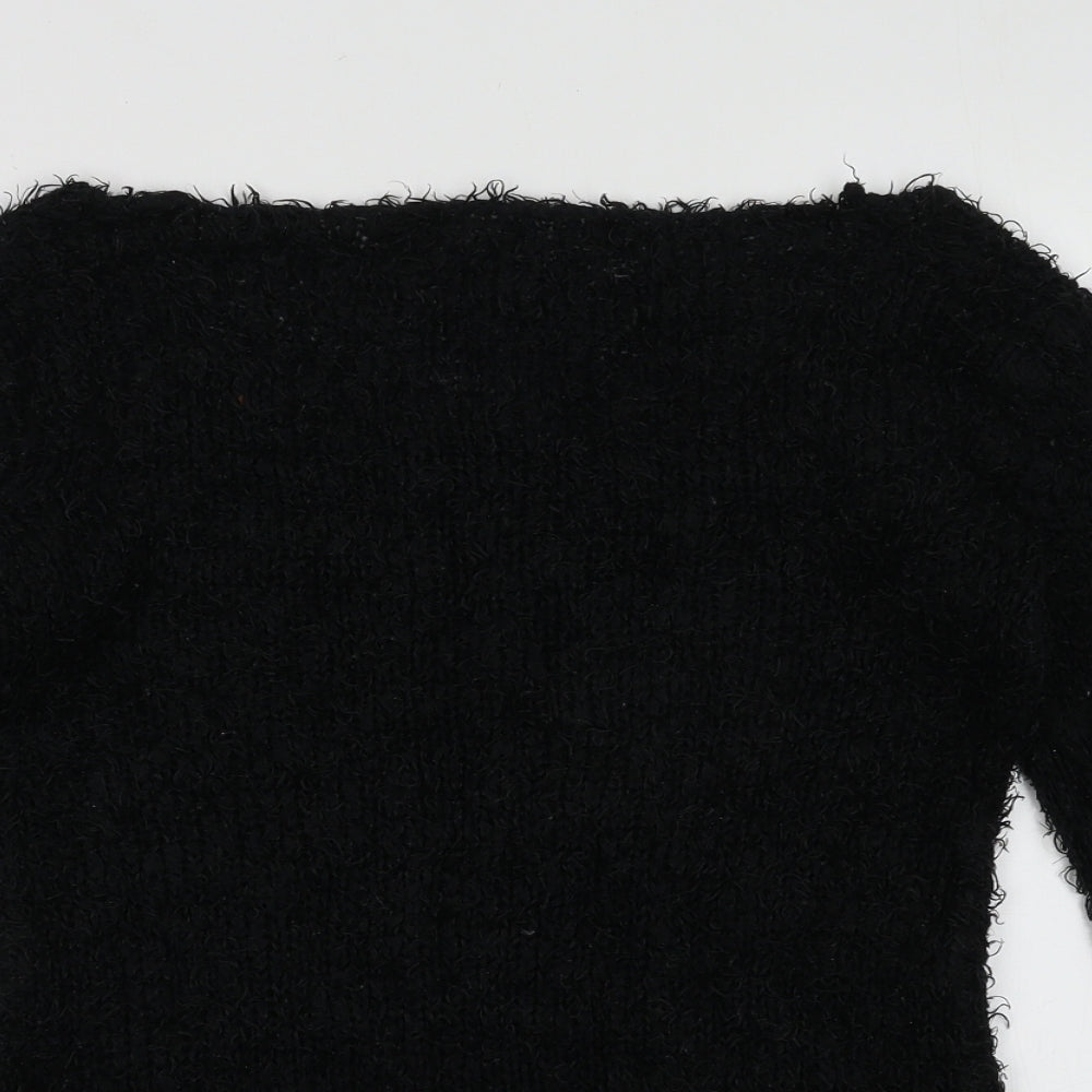 Brave Soul Womens Black Scoop Neck  Polyester Pullover Jumper Size M
