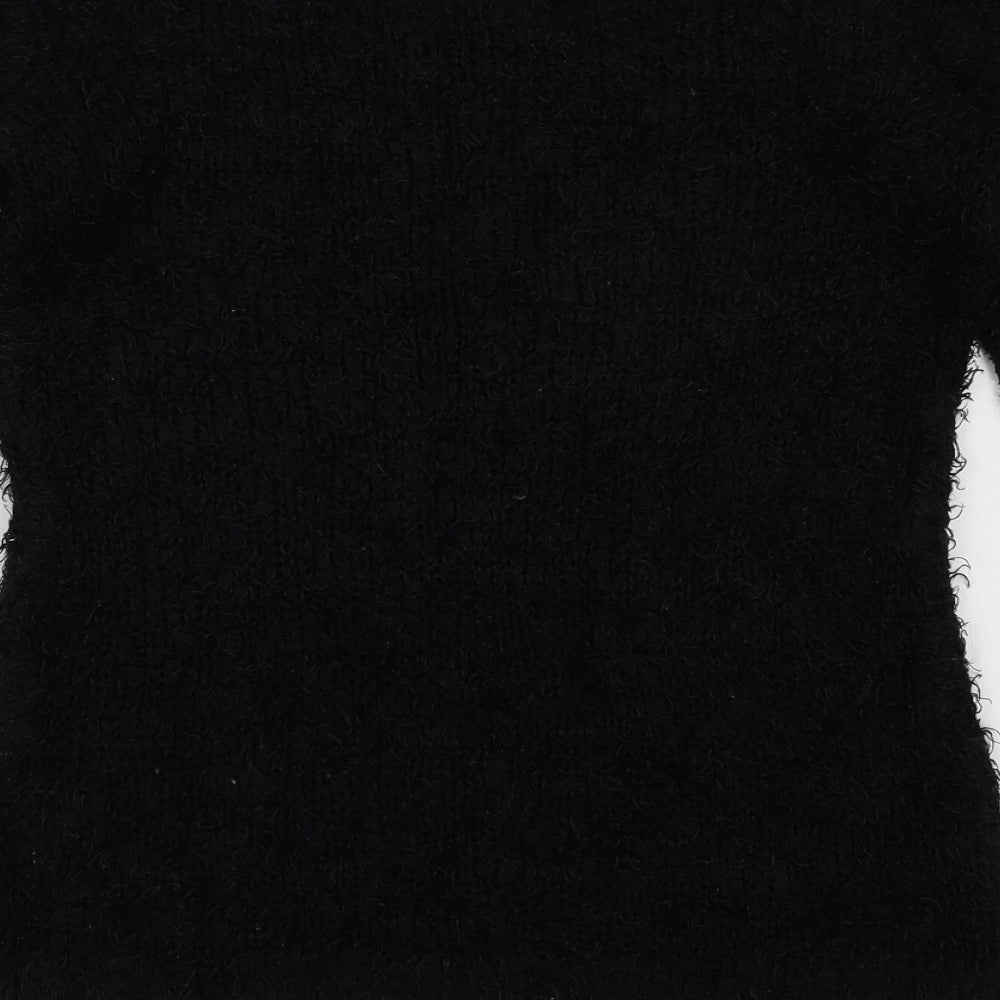 Brave Soul Womens Black Scoop Neck  Polyester Pullover Jumper Size M