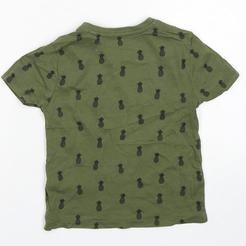 primarks  Girls Green Geometric Cotton Basic T-Shirt Size 2-3 Years Crew Neck Pullover - be kind be cool