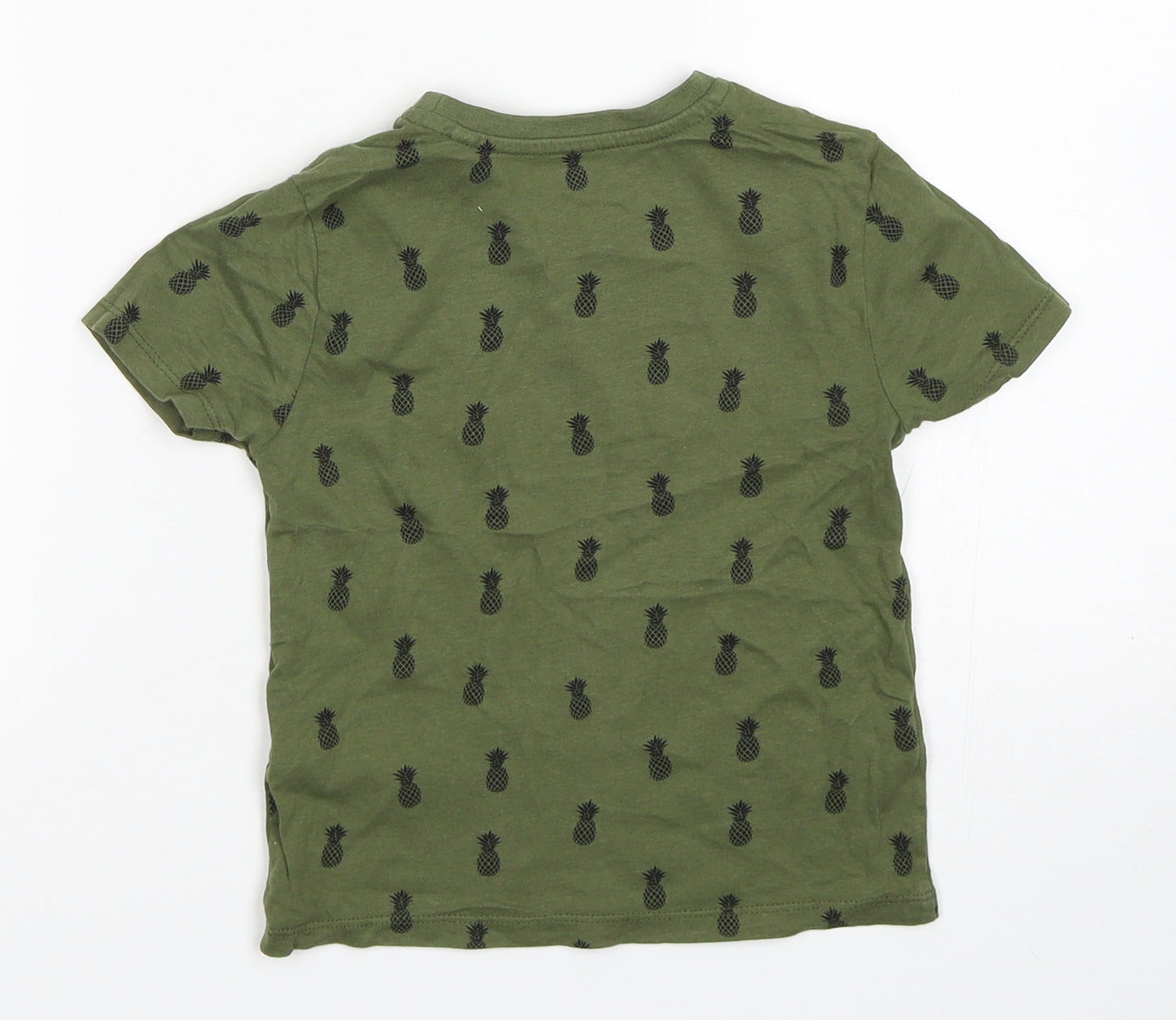 primarks  Girls Green Geometric Cotton Basic T-Shirt Size 2-3 Years Crew Neck Pullover - be kind be cool