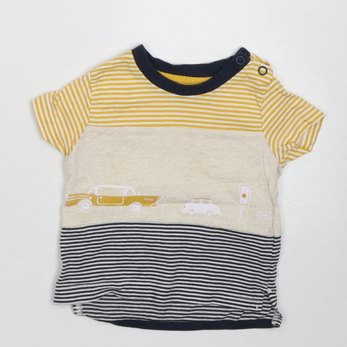 Nutmeg Boys Yellow Striped Cotton Basic T-Shirt Size 3-6 Months Crew Neck Pullover