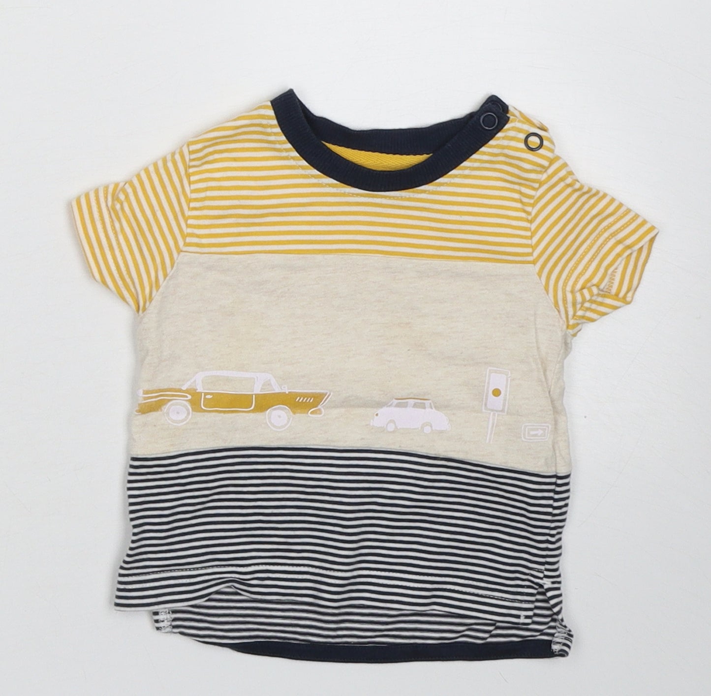 Nutmeg Boys Yellow Striped Cotton Basic T-Shirt Size 3-6 Months Crew Neck Pullover
