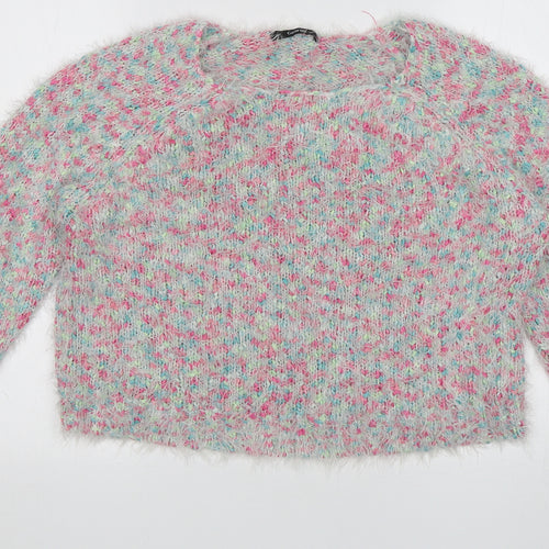 George Womens Pink Crew Neck  Acrylic Pullover Jumper Size 12