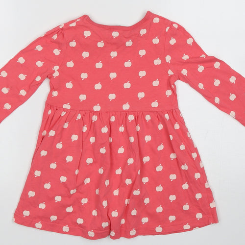 George Girls Pink Polka Dot Cotton A-Line  Size 2 Years  Crew Neck Pullover - Apple Print
