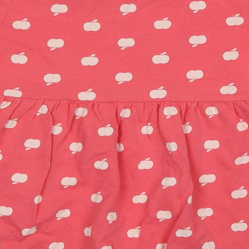 George Girls Pink Polka Dot Cotton A-Line  Size 2 Years  Crew Neck Pullover - Apple Print