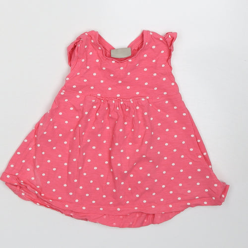 NEXT Girls Pink Polka Dot Cotton A-Line  Size 9-12 Months  Crew Neck Pullover