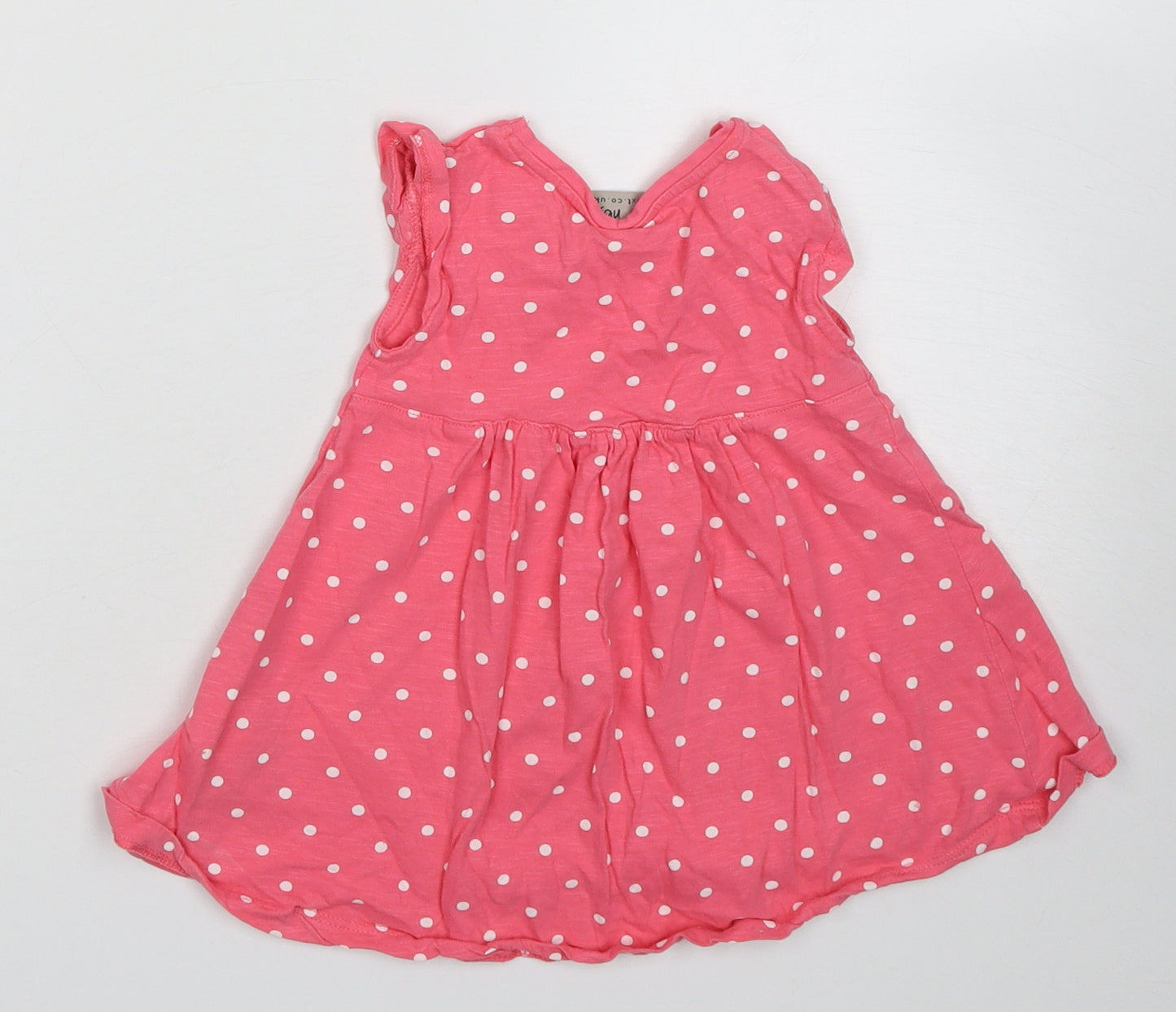 NEXT Girls Pink Polka Dot Cotton A-Line  Size 9-12 Months  Crew Neck Pullover
