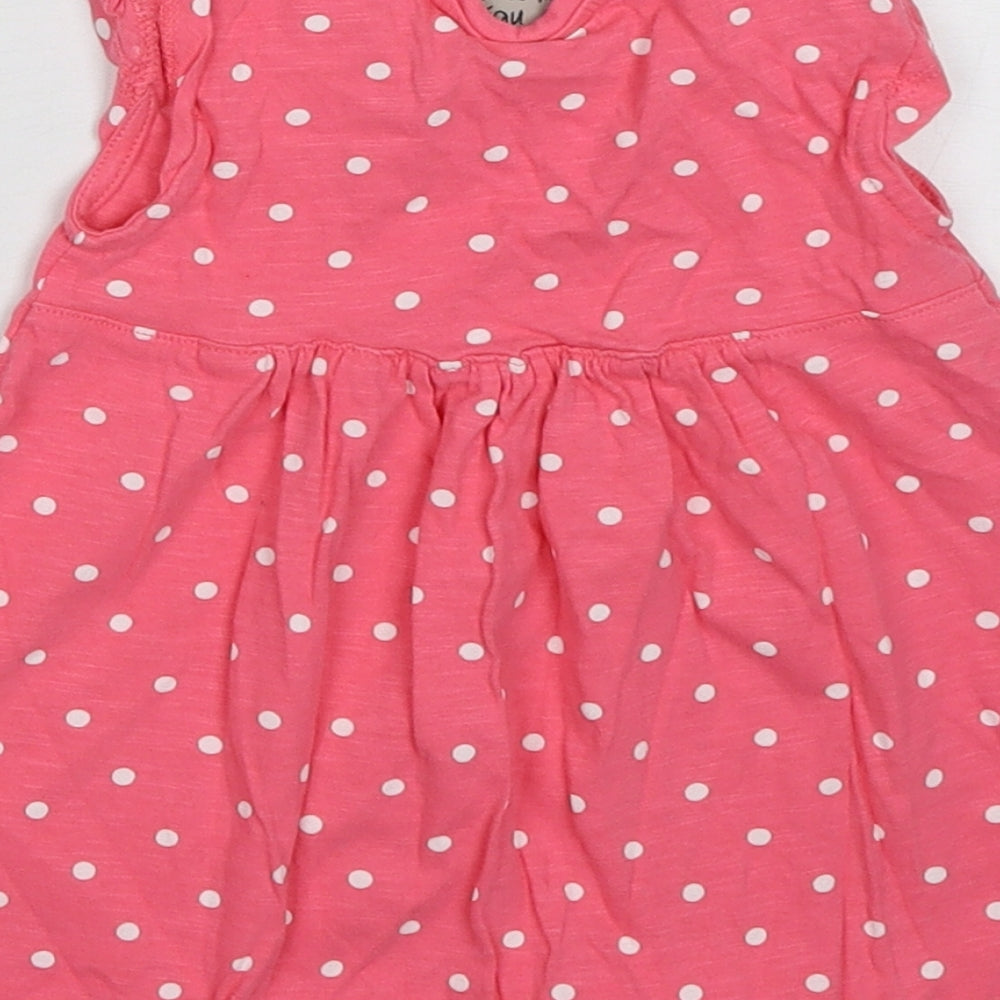 NEXT Girls Pink Polka Dot Cotton A-Line  Size 9-12 Months  Crew Neck Pullover
