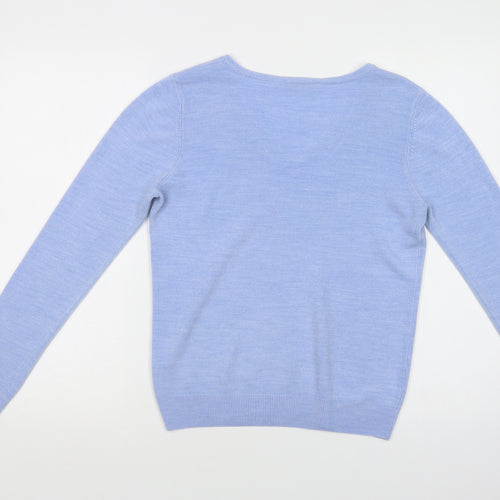 BHS Womens Blue V-Neck  Acrylic Pullover Jumper Size 10