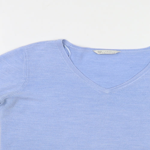 BHS Womens Blue V-Neck  Acrylic Pullover Jumper Size 10