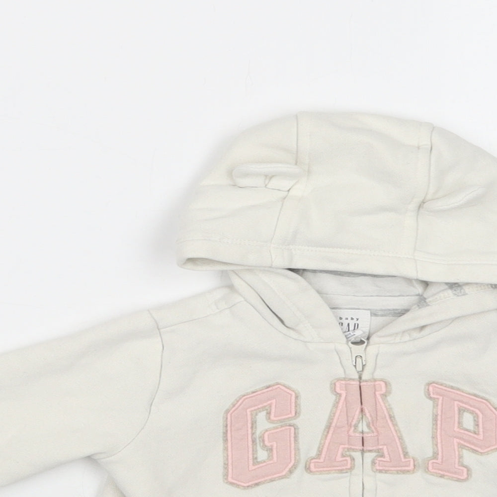 Gap Baby White  Cotton Full Zip Jumper Size 6-9 Months  Zip