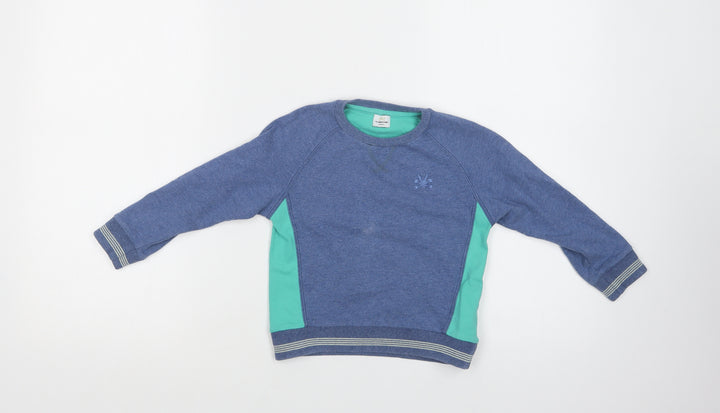 No Added Sugar Boys Blue Colourblock Cotton Pullover Sweatshirt Size 4 Years