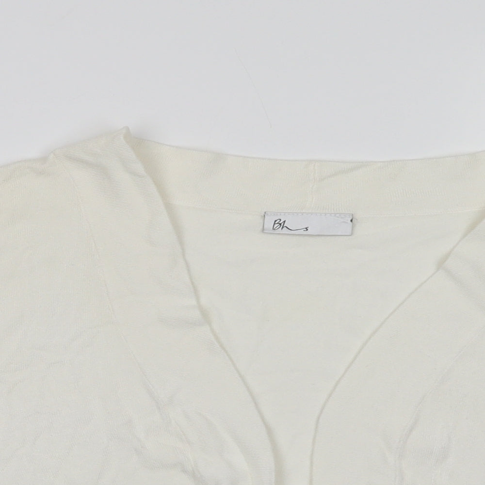 BHS Womens Ivory V-Neck  Viscose Shrug Jumper Size L