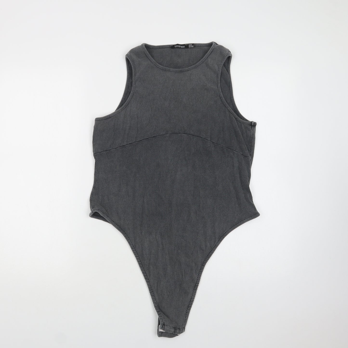 Boohoo Womens Grey  Cotton Bodysuit One-Piece Size 20  Snap
