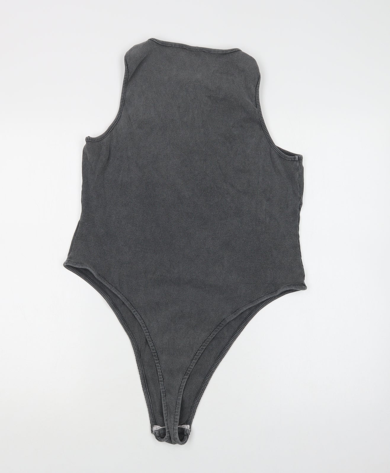 Boohoo Womens Grey  Cotton Bodysuit One-Piece Size 20  Snap