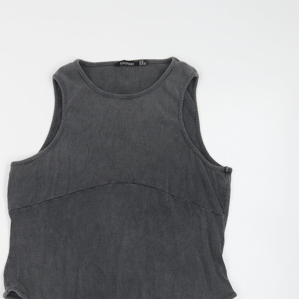 Boohoo Womens Grey  Cotton Bodysuit One-Piece Size 20  Snap