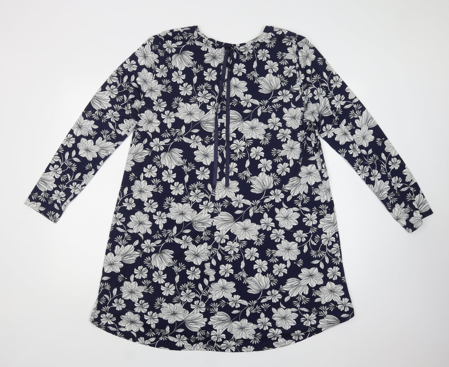 Dorothy Perkins Womens Blue Floral Polyester A-Line  Size 20  Crew Neck