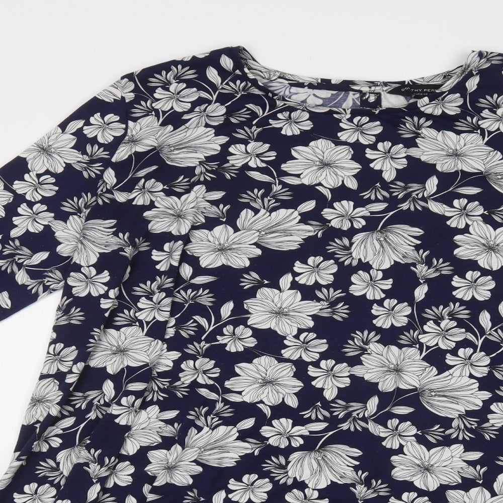 Dorothy Perkins Womens Blue Floral Polyester A-Line  Size 20  Crew Neck