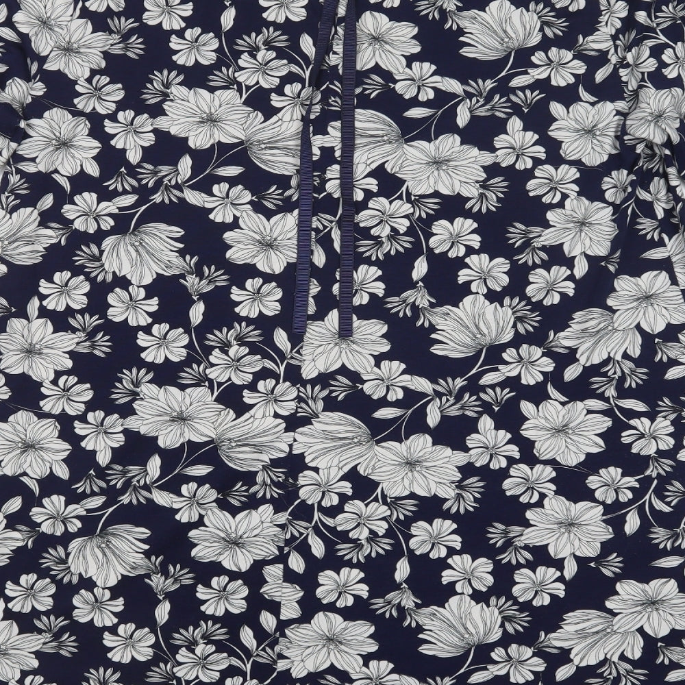 Dorothy Perkins Womens Blue Floral Polyester A-Line  Size 20  Crew Neck