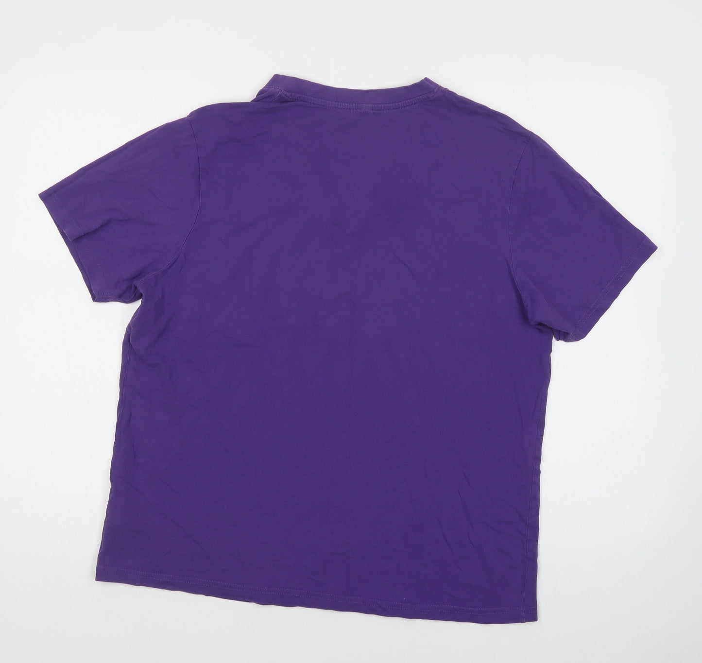 bonprix Womens Purple  Cotton Basic T-Shirt Size M V-Neck