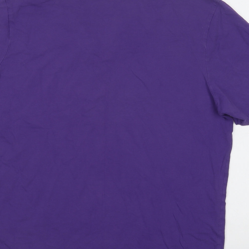 bonprix Womens Purple  Cotton Basic T-Shirt Size M V-Neck