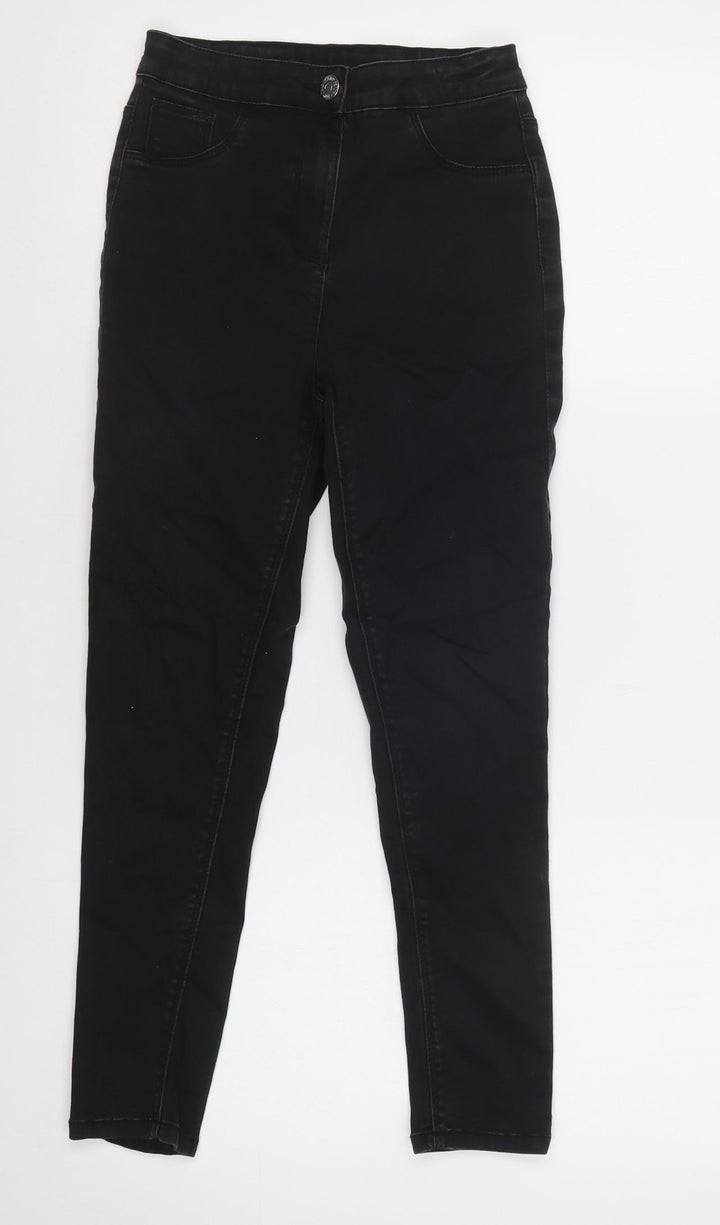 Matalan Girls Black Cotton Skinny Jeans Size 11 Years Regular Button