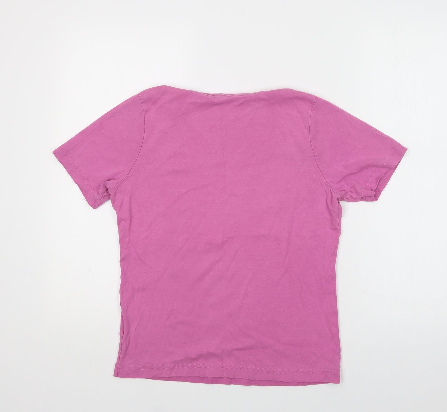 Being Casual Womens Pink  Cotton Basic T-Shirt Size M Crew Neck