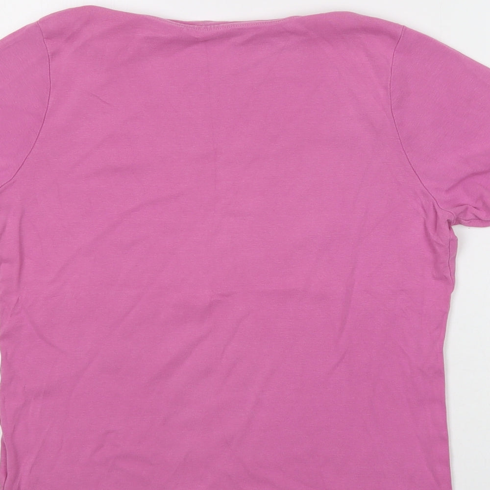 Being Casual Womens Pink  Cotton Basic T-Shirt Size M Crew Neck