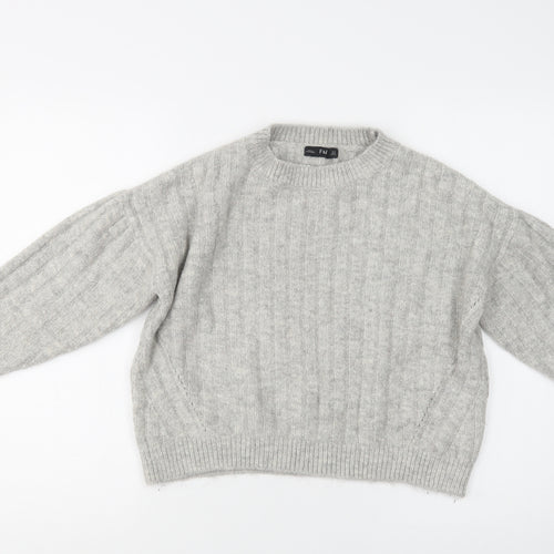 F&F Womens Grey Crew Neck  Acrylic Pullover Jumper Size 8