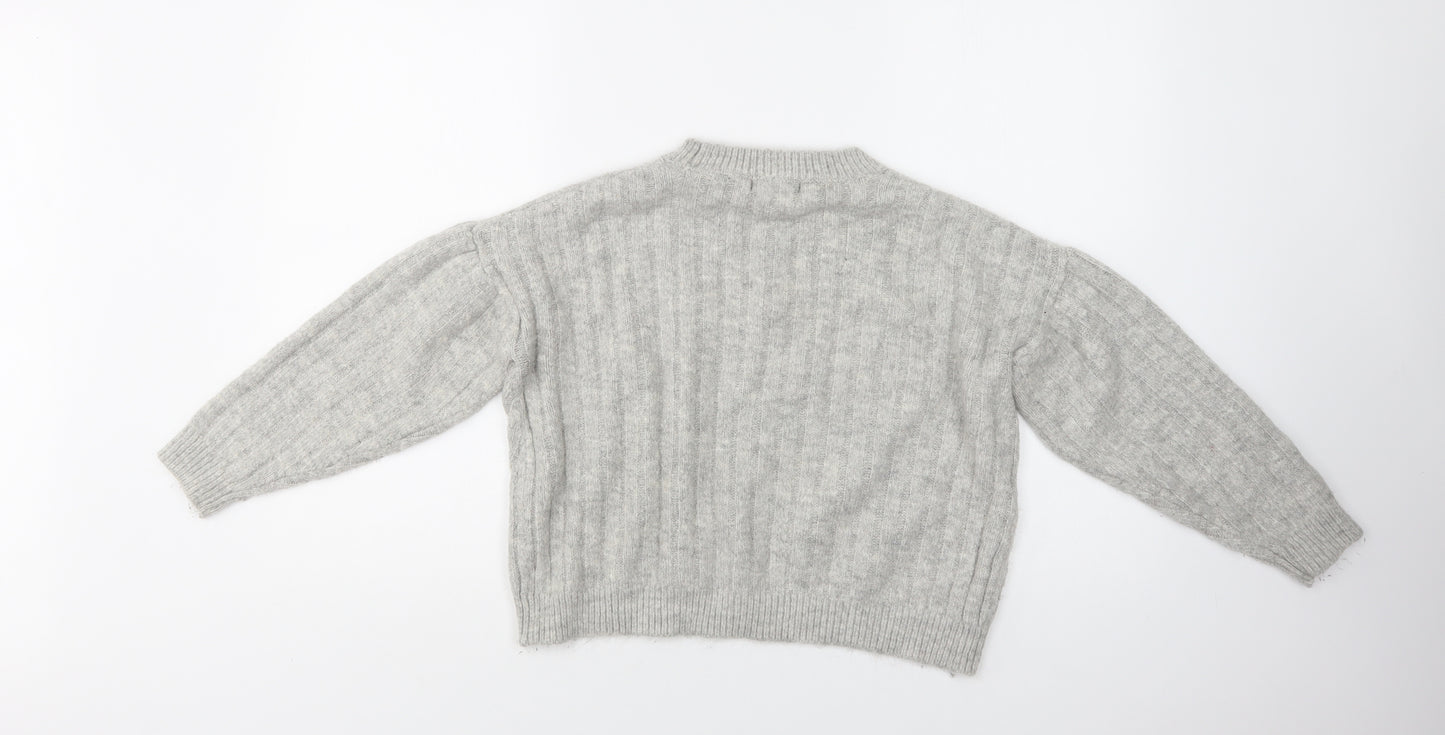 F&F Womens Grey Crew Neck  Acrylic Pullover Jumper Size 8