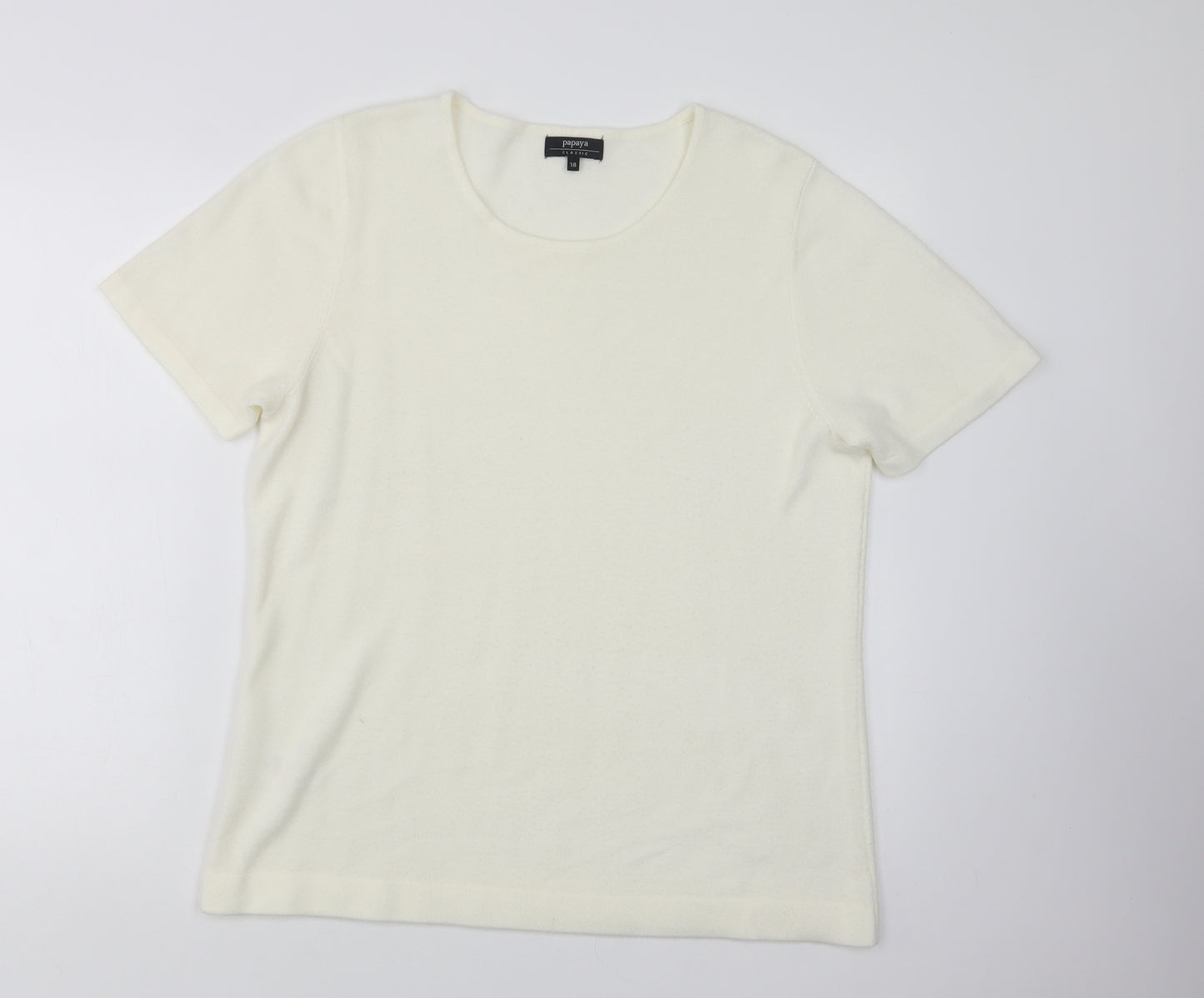 Papaya Womens Ivory Crew Neck  Acrylic Pullover Jumper Size 18