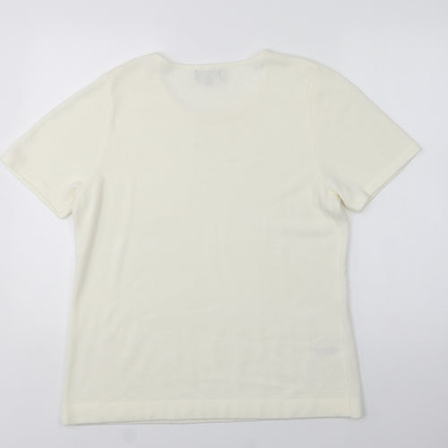 Papaya Womens Ivory Crew Neck  Acrylic Pullover Jumper Size 18