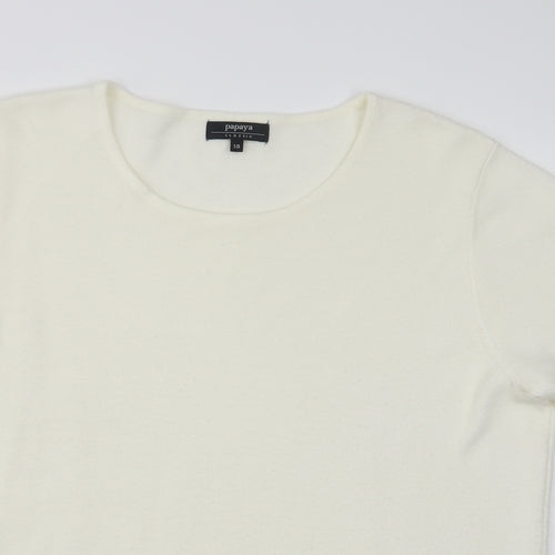 Papaya Womens Ivory Crew Neck  Acrylic Pullover Jumper Size 18