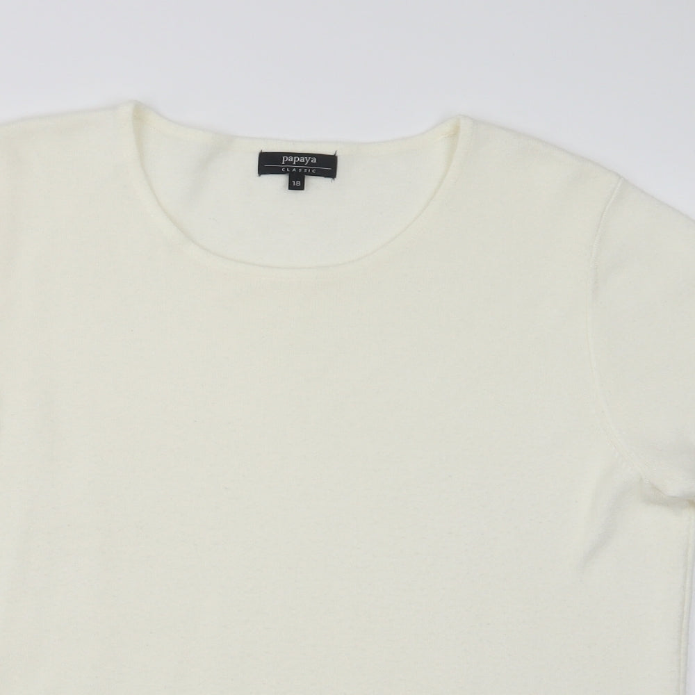 Papaya Womens Ivory Crew Neck  Acrylic Pullover Jumper Size 18