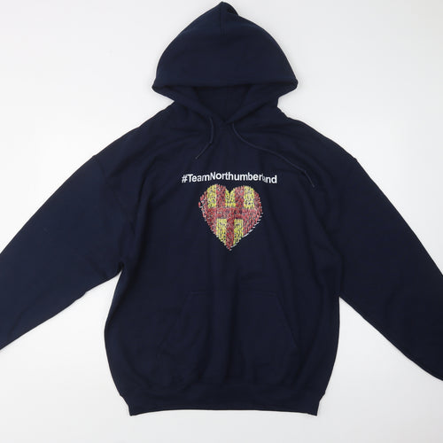 Gildan Womens Blue  Cotton Pullover Hoodie Size L   - Northumberland