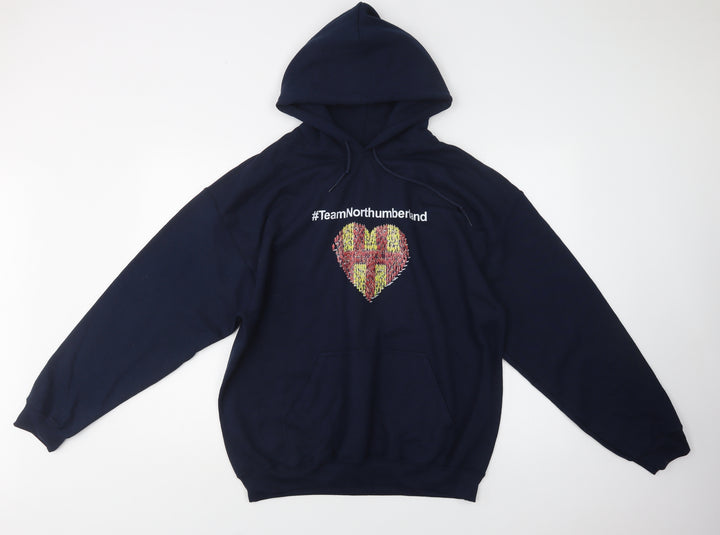 Gildan Womens Blue Cotton Pullover Hoodie Size L - Northumberland