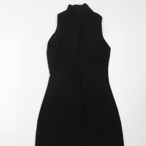 Boohoo Womens Black  Polyester Shift  Size 6  Mock Neck Zip